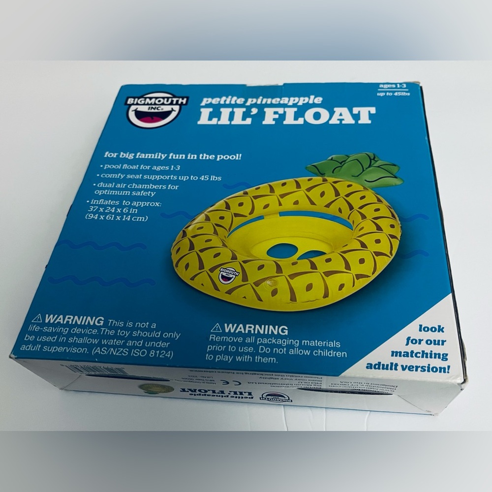 BigMouth Inc Petite Pineapple Lil Float Kids Pool Inflatable Ages 1-3 - Picture 2 of 6
